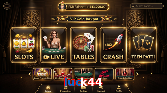 Main screen of Luck44 casino page for PK players
