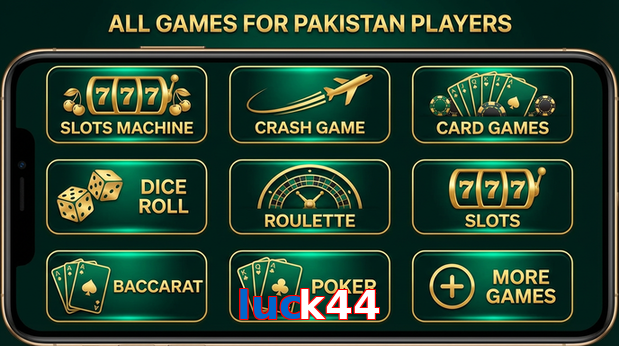 Main screen of Luck44 games page for PK players